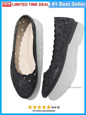 Womens Ballet Flats Cut-Out PU Slip On Memory Foam Foldable Dress Shoes